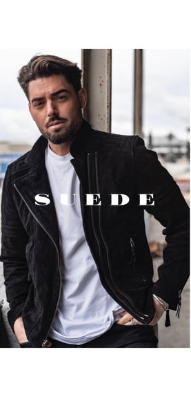 (0202) Herren Lederjacke "Berlin" Suede-Leder Black