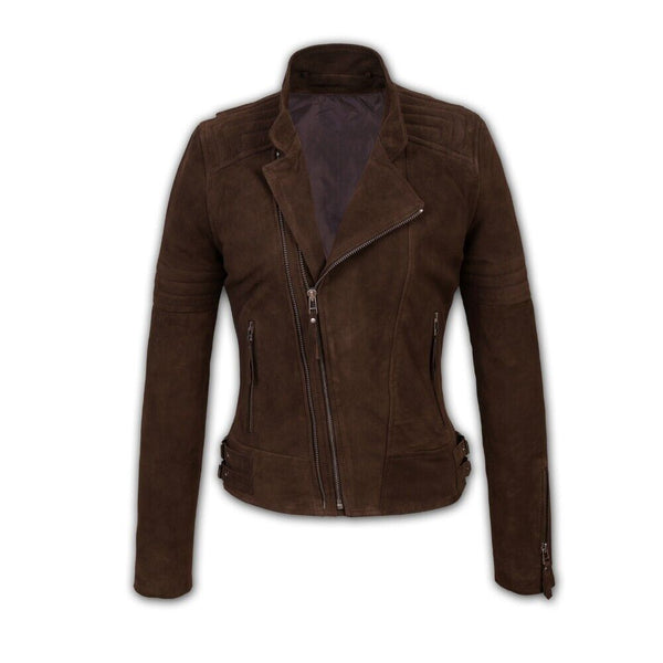 (0102) Damen Lederjacke "Berlin" Suede-Leder Braun