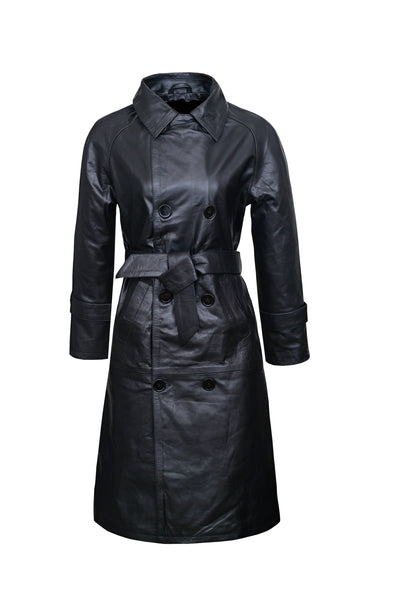 (0122) Damen Ledermantel *Trenchcoat-Look* Lamm-Nappa