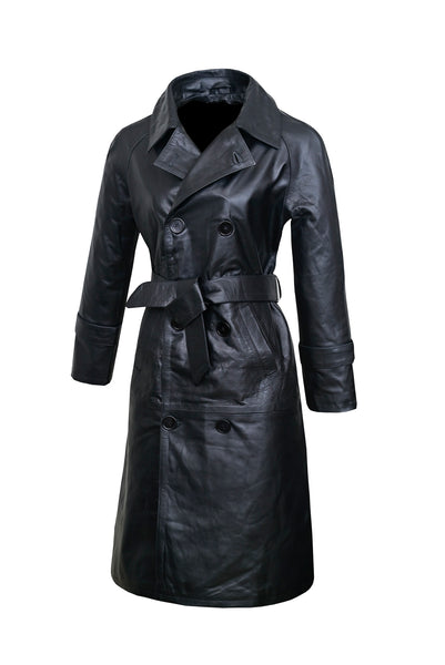 (0122) Damen Ledermantel *Trenchcoat-Look* Lamm-Nappa