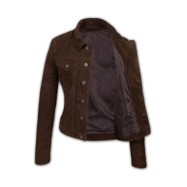 (0101) Damen Lederjacke *San Francisco* Suede-leder Braun